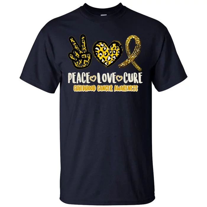 Peace Love Cure Childhood Cancer Awareness Tall T-Shirt