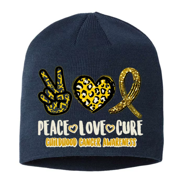 Peace Love Cure Childhood Cancer Awareness 8 1/2in Sustainable Knit Beanie