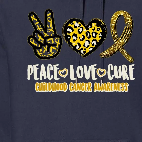 Peace Love Cure Childhood Cancer Awareness Premium Hoodie