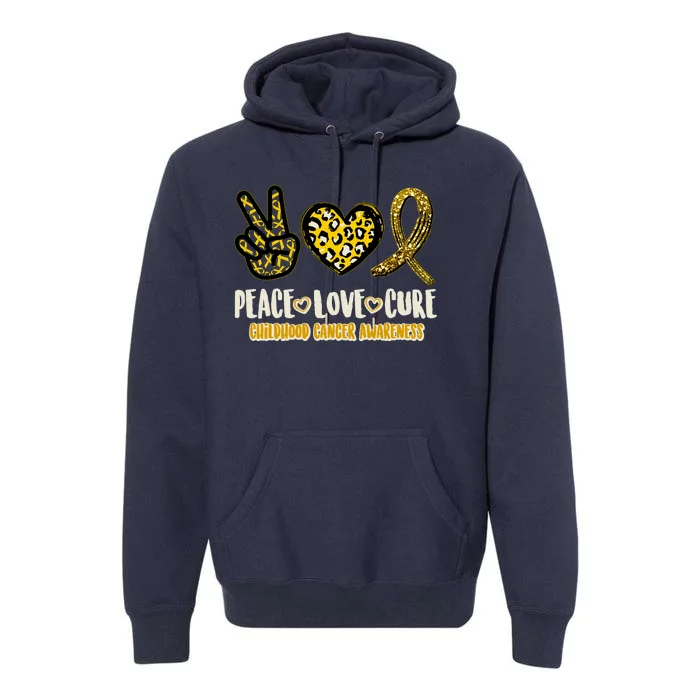 Peace Love Cure Childhood Cancer Awareness Premium Hoodie