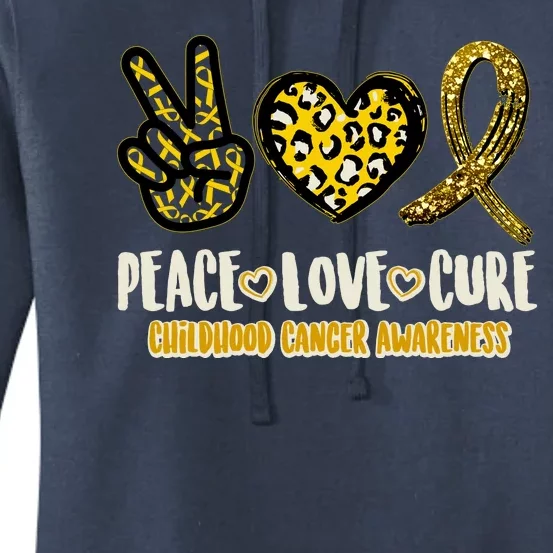 Peace Love Cure Childhood Cancer Awareness Women's Pullover Hoodie