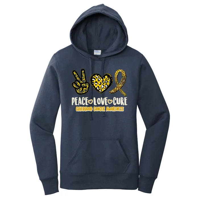 Peace Love Cure Childhood Cancer Awareness Women's Pullover Hoodie