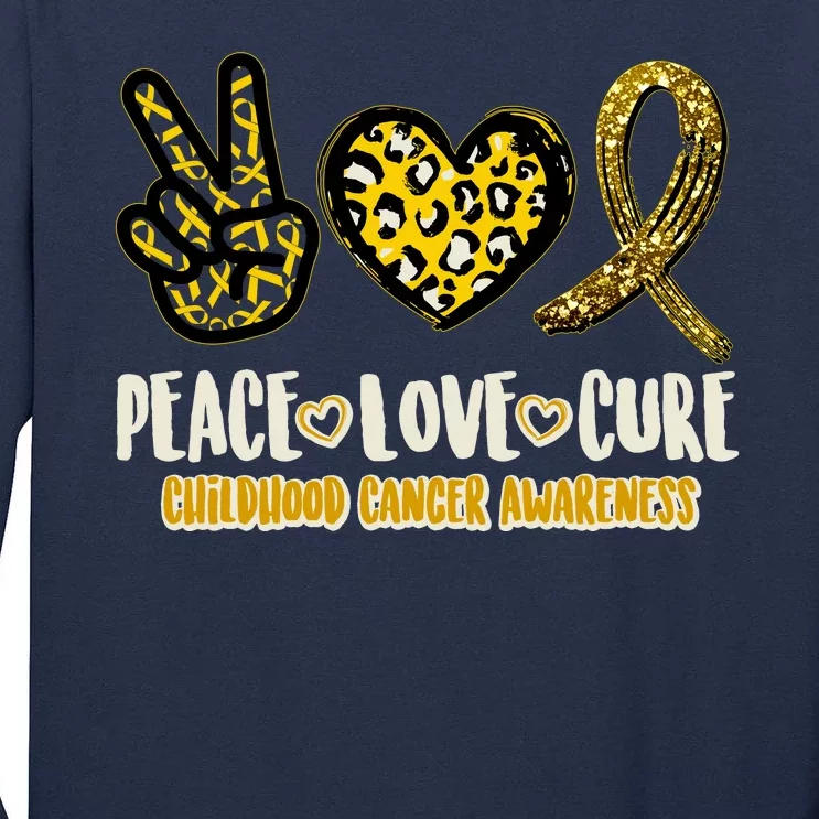 Peace Love Cure Childhood Cancer Awareness Tall Long Sleeve T-Shirt