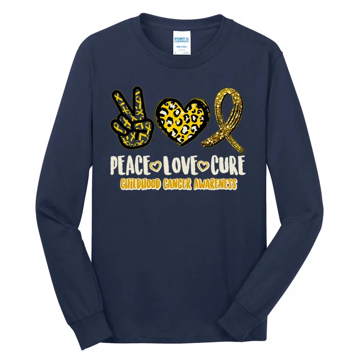 Peace Love Cure Childhood Cancer Awareness Tall Long Sleeve T-Shirt