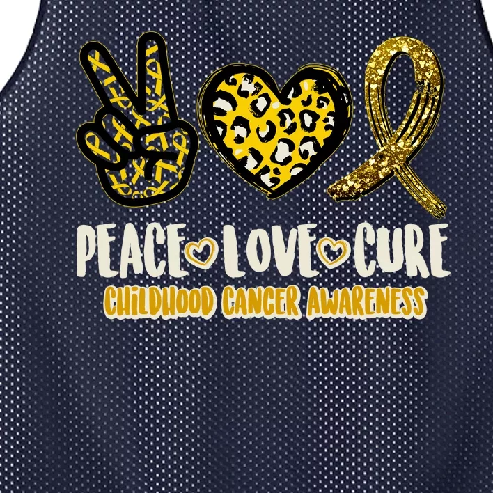 Peace Love Cure Childhood Cancer Awareness Mesh Reversible Basketball Jersey Tank