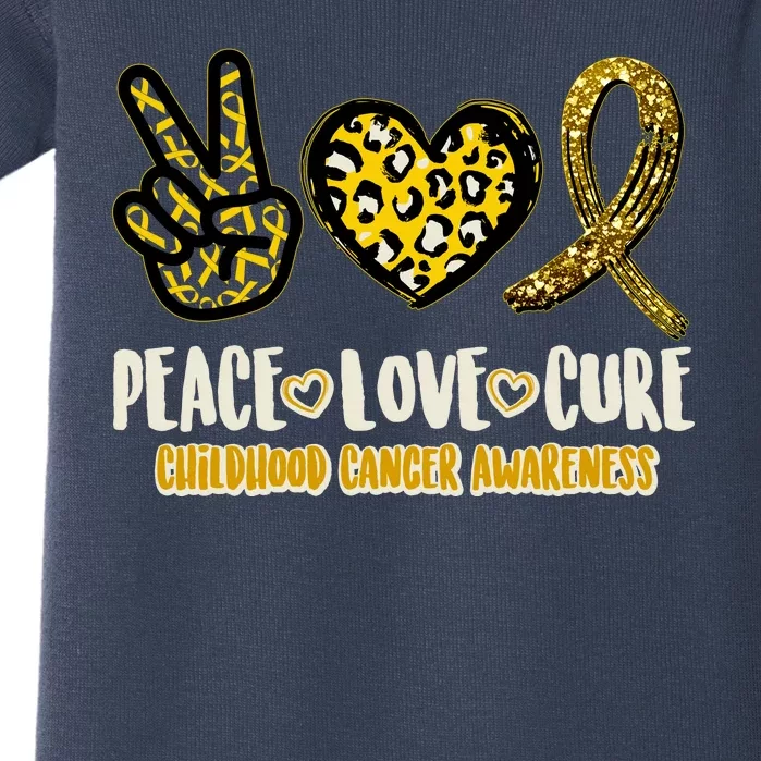 Peace Love Cure Childhood Cancer Awareness Baby Bodysuit