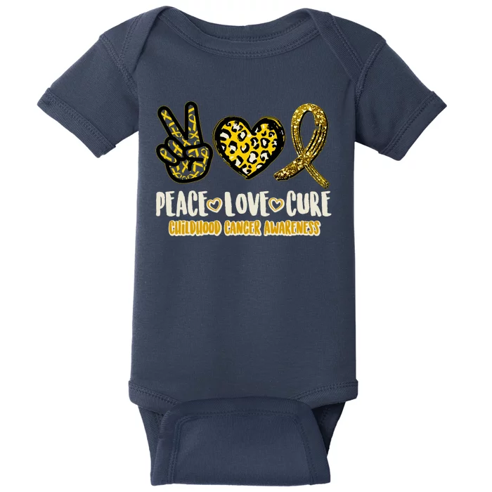 Peace Love Cure Childhood Cancer Awareness Baby Bodysuit