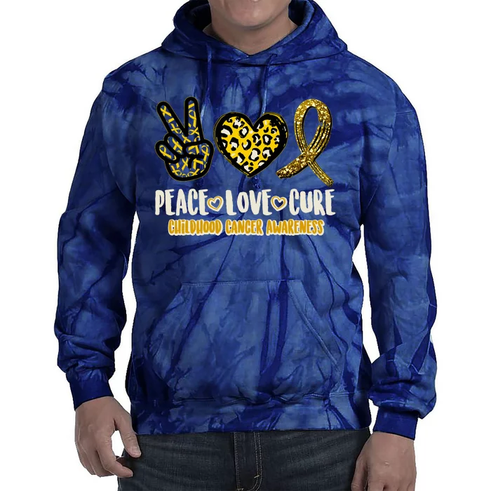 Peace Love Cure Childhood Cancer Awareness Tie Dye Hoodie