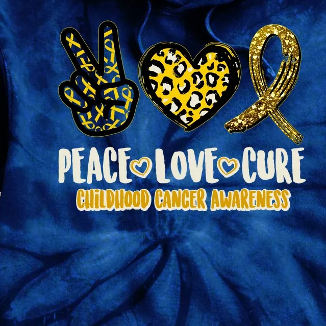 Peace Love Cure Childhood Cancer Awareness Tie Dye Hoodie