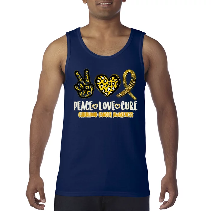 Peace Love Cure Childhood Cancer Awareness Tank Top