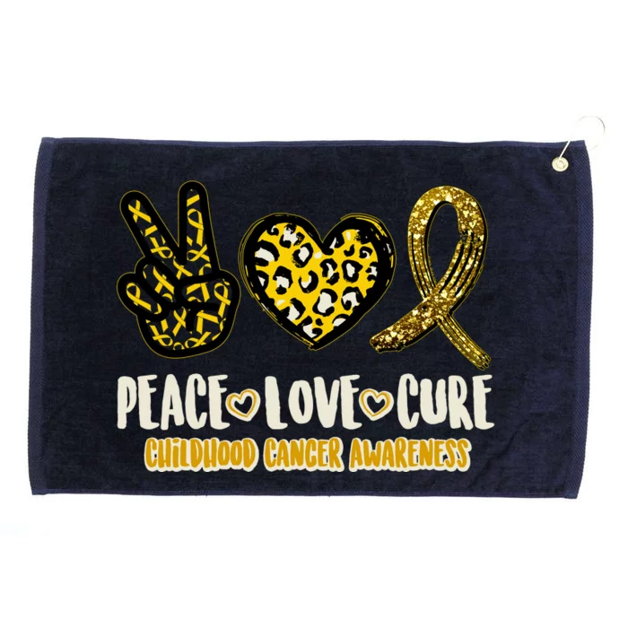 Peace Love Cure Childhood Cancer Awareness Grommeted Golf Towel