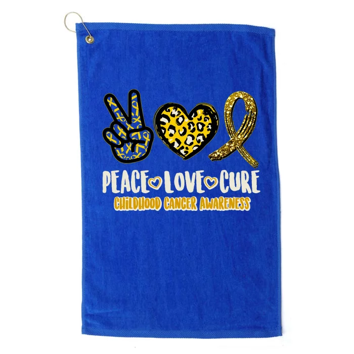 Peace Love Cure Childhood Cancer Awareness Platinum Collection Golf Towel