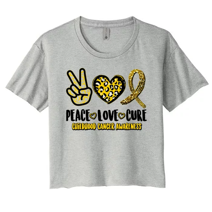 Peace Love Cure Childhood Cancer Awareness Women's Crop Top Tee