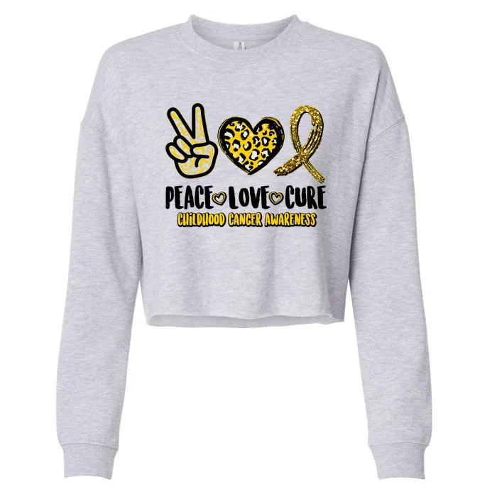 Peace Love Cure Childhood Cancer Awareness Cropped Pullover Crew