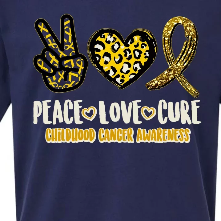 Peace Love Cure Childhood Cancer Awareness Sueded Cloud Jersey T-Shirt