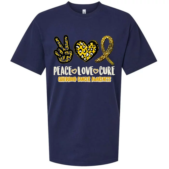 Peace Love Cure Childhood Cancer Awareness Sueded Cloud Jersey T-Shirt