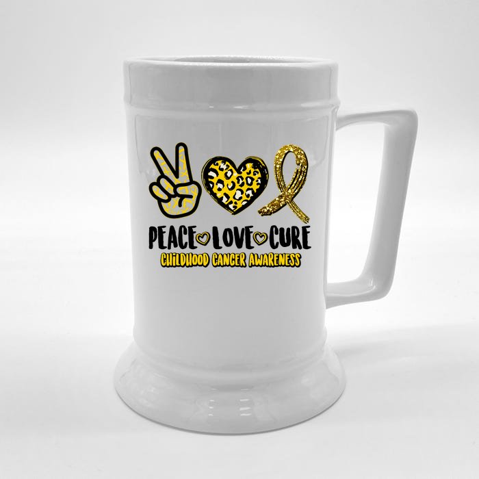 Peace Love Cure Childhood Cancer Awareness Front & Back Beer Stein