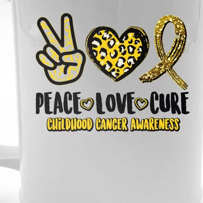 Peace Love Cure Childhood Cancer Awareness Front & Back Beer Stein