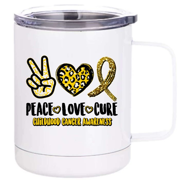 Peace Love Cure Childhood Cancer Awareness Front & Back 12oz Stainless Steel Tumbler Cup