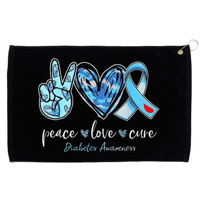 Peace Love Cure Blue Ribbon Diabetes Awareness Month Grommeted Golf Towel