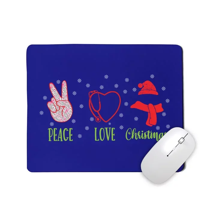 Peace Love Christmas Nursing Funny Christmas Gift Mousepad