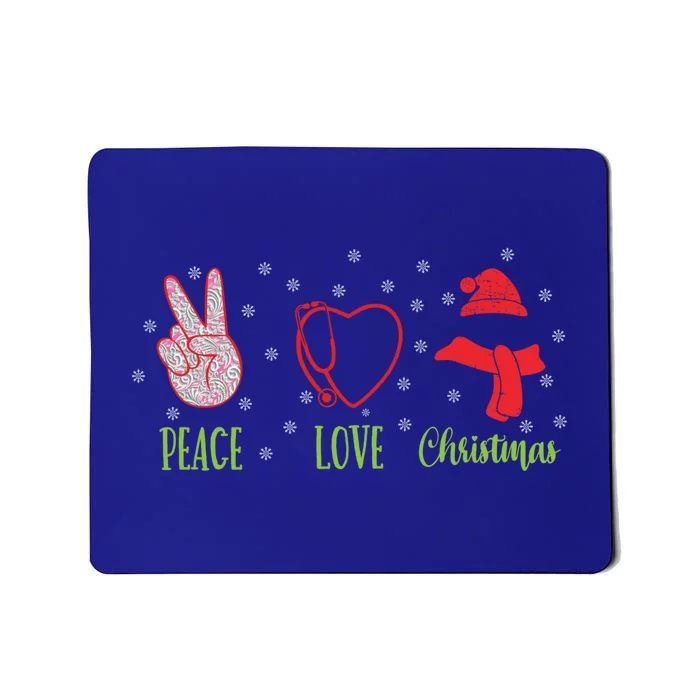 Peace Love Christmas Nursing Funny Christmas Gift Mousepad