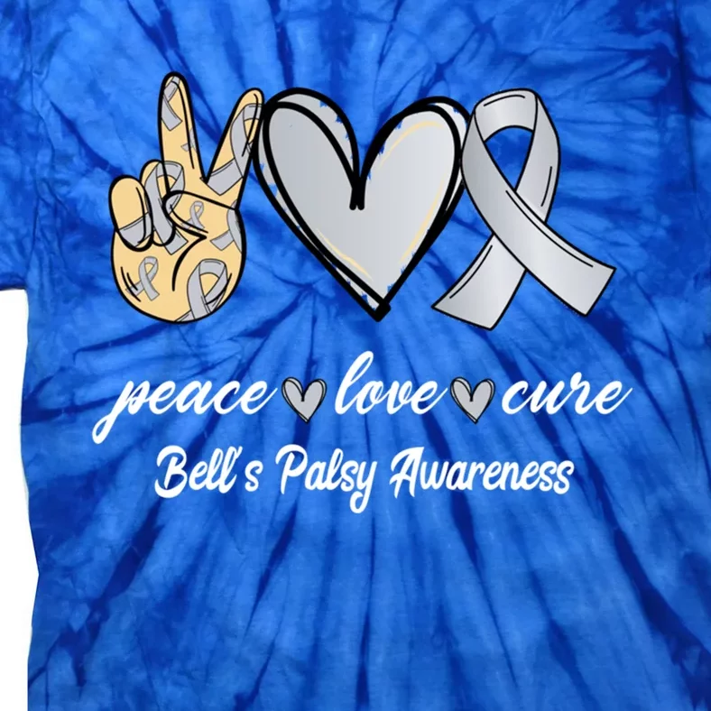 Peace Love Cure Bell's Palsy Silver Ribbon Awareness Gift Tie-Dye T-Shirt