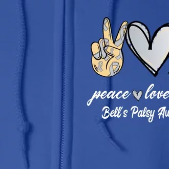 Peace Love Cure Bell's Palsy Silver Ribbon Awareness Gift Full Zip Hoodie