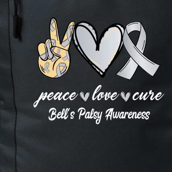 Peace Love Cure Bell's Palsy Silver Ribbon Awareness Gift Daily Commute Backpack