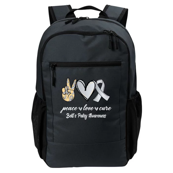 Peace Love Cure Bell's Palsy Silver Ribbon Awareness Gift Daily Commute Backpack