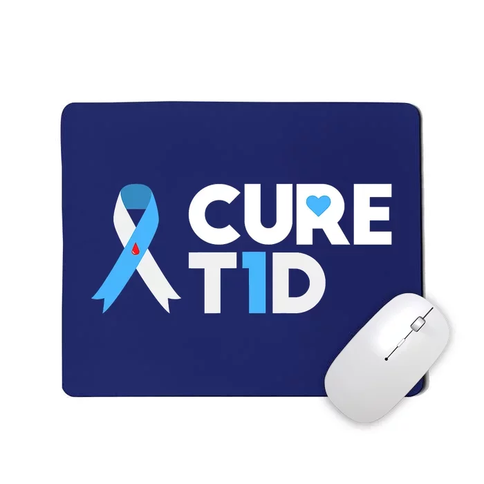 Peace Love Cure Type 1 Diabetes Awareness T1D Blue Ribbon Mousepad