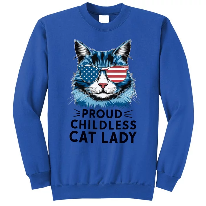 Proud Less Cat Lady Usa Flag Democrat Liberal Gift Tall Sweatshirt