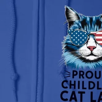 Proud Less Cat Lady Usa Flag Democrat Liberal Gift Full Zip Hoodie