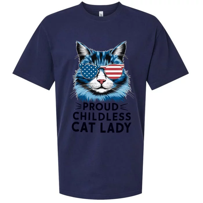 Proud Less Cat Lady Usa Flag Democrat Liberal Gift Sueded Cloud Jersey T-Shirt