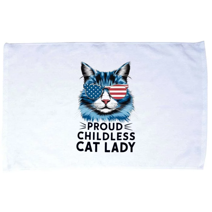 Proud Less Cat Lady Usa Flag Democrat Liberal Gift Microfiber Hand Towel