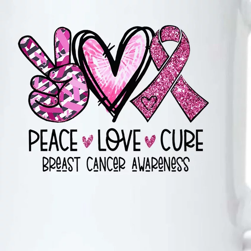 Peace Love Cure Pink Ribbon Cancer Breast Awareness Black Color Changing Mug