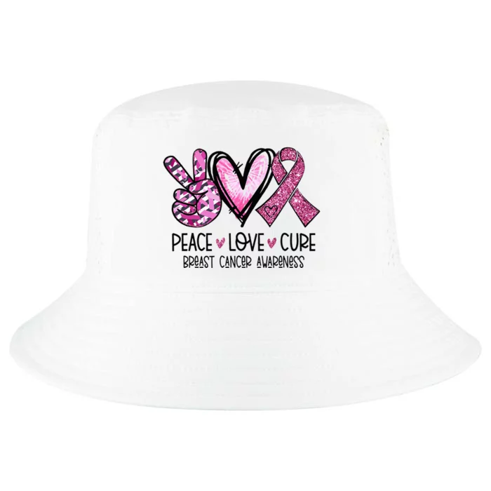 Peace Love Cure Pink Ribbon Cancer Breast Awareness Cool Comfort Performance Bucket Hat