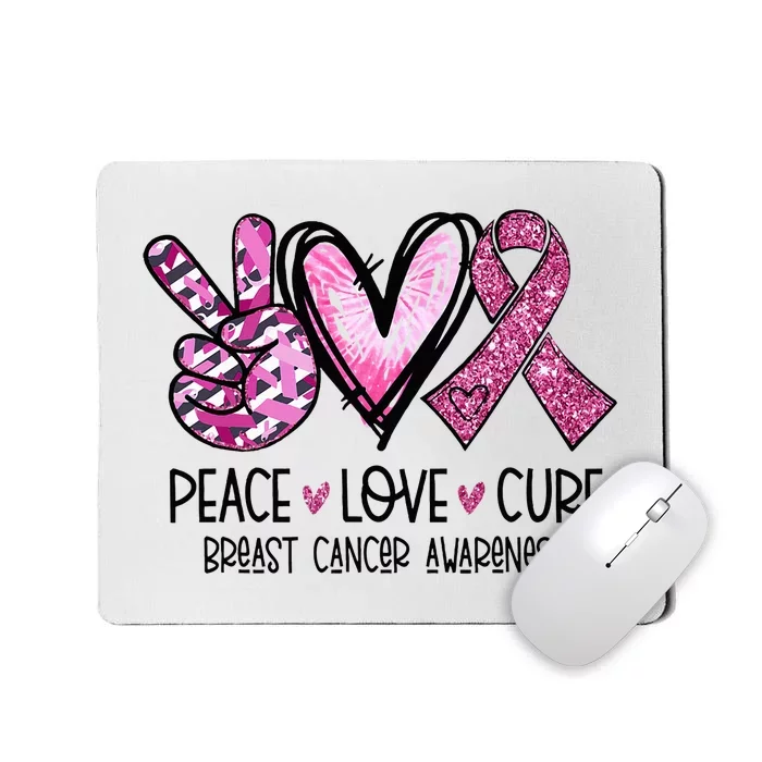 Peace Love Cure Pink Ribbon Cancer Breast Awareness Mousepad