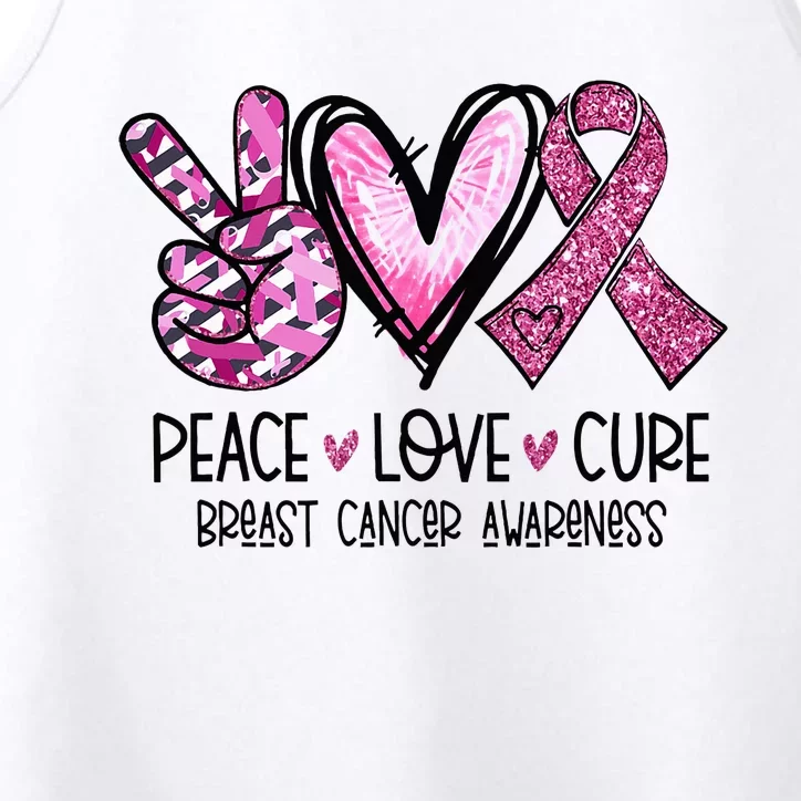 Peace Love Cure Pink Ribbon Cancer Breast Awareness Performance Tank