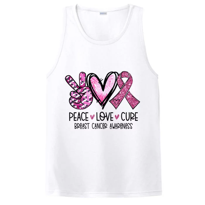 Peace Love Cure Pink Ribbon Cancer Breast Awareness Performance Tank