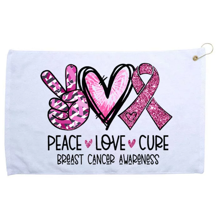 Peace Love Cure Pink Ribbon Cancer Breast Awareness Grommeted Golf Towel