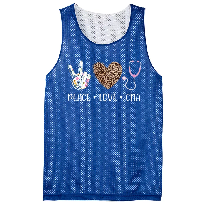 Peace Love Cna Certified Nurse Healthcare Worker Nursing Gift Mesh Reversible Basketball Jersey Tank