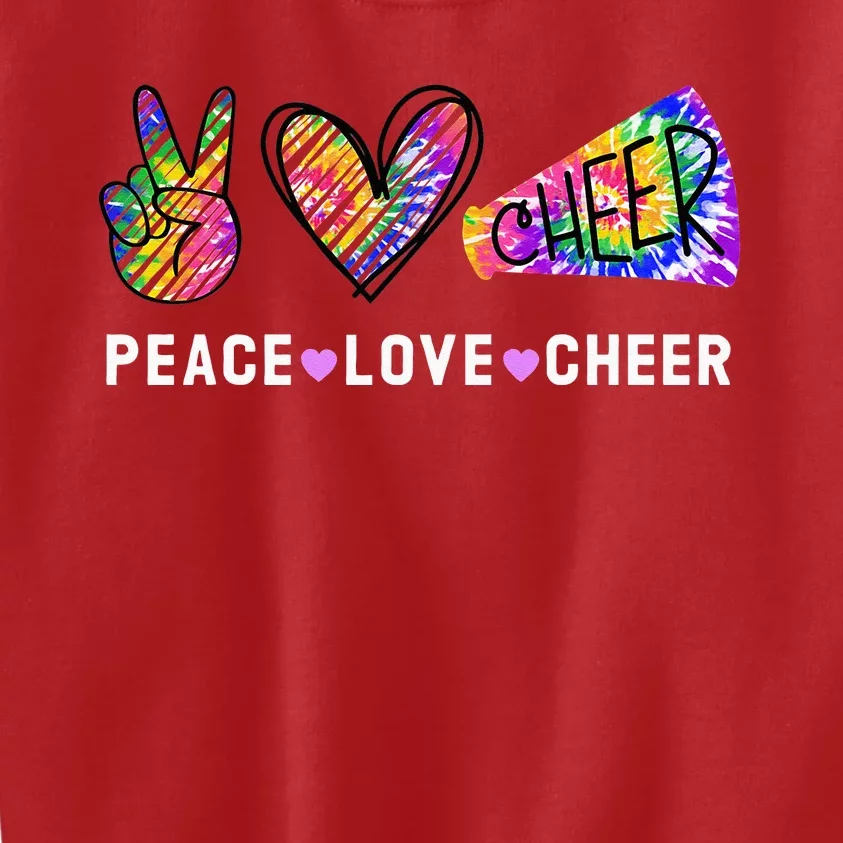 Peace Love Cheer Tie Dye Cheerleading for Cheerleader Cute Kids Sweatshirt