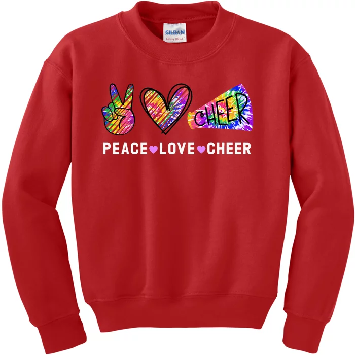 Peace Love Cheer Tie Dye Cheerleading for Cheerleader Cute Kids Sweatshirt