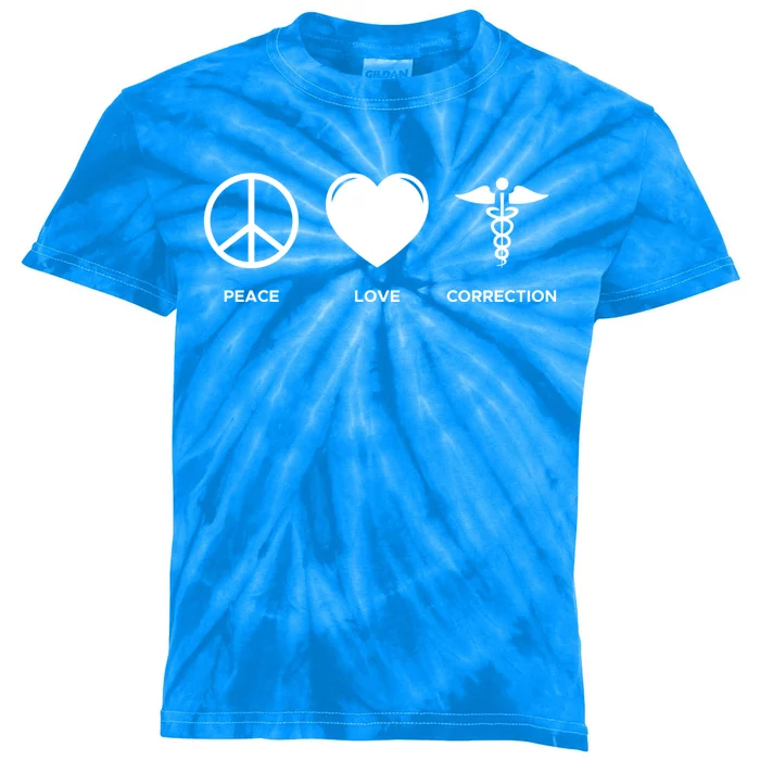 Peace Love Correction Prison Nursing Gift Kids Tie-Dye T-Shirt