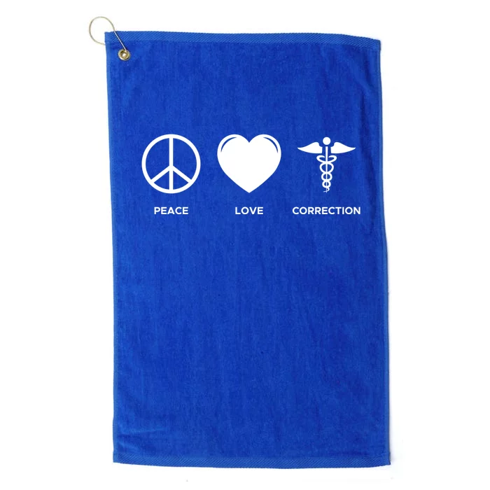 Peace Love Correction Prison Nursing Gift Platinum Collection Golf Towel