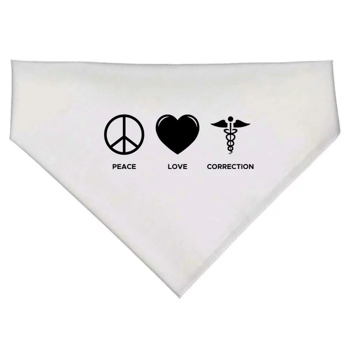 Peace Love Correction Prison Nursing Gift USA-Made Doggie Bandana