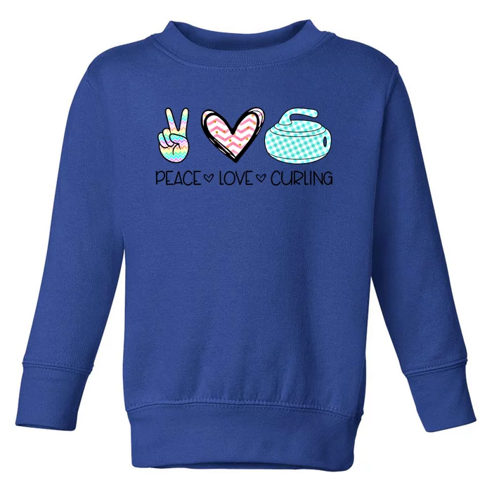 Peace Love Curling Cute Design Teen Gift Toddler Sweatshirt