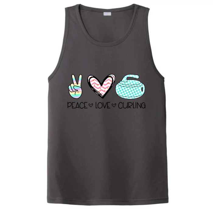 Peace Love Curling Cute Design Teen Gift Performance Tank