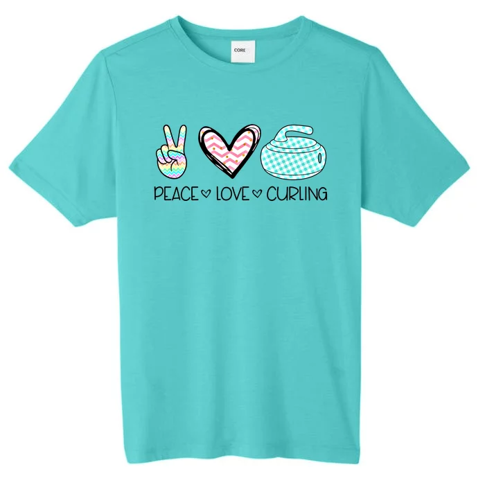 Peace Love Curling Cute Design Teen Gift ChromaSoft Performance T-Shirt